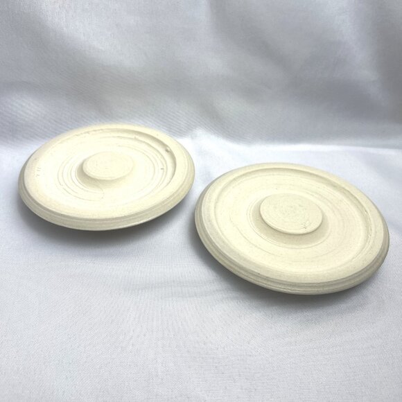 Pearlescent Ceramic Candlestick Holders Textured Modern Sculptural Accent Pair - Picture 5 of 8